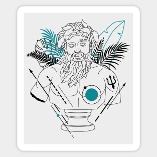 Funny Hipster Poseidon Greek God // Funny Greek Mythology Sticker